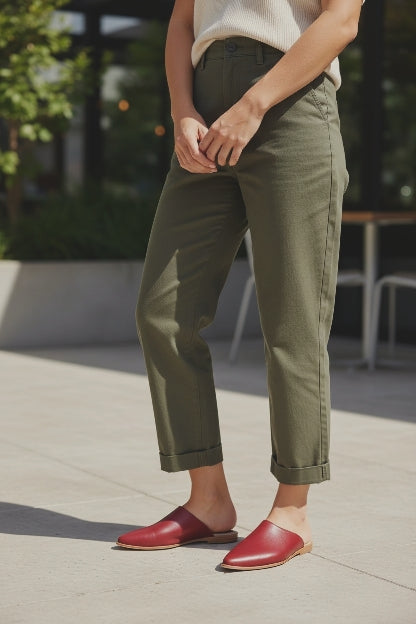 Leather Mules - Burgandy