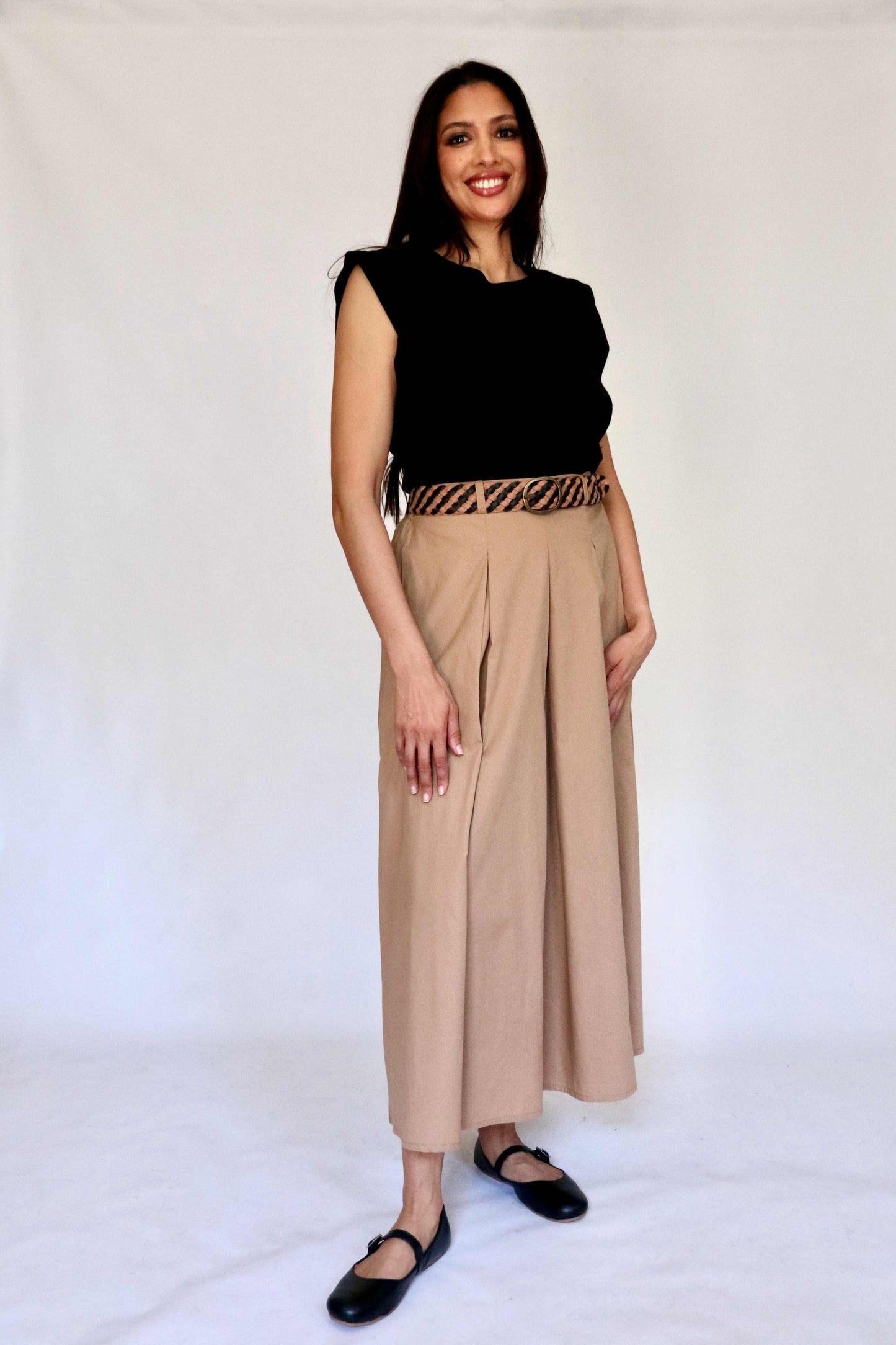 Cotton Pleated Full Skirt