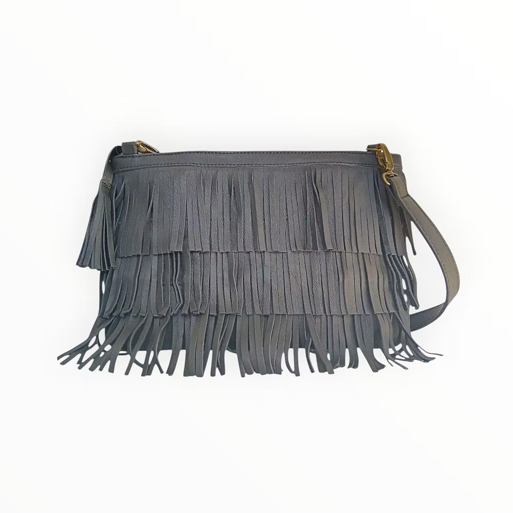 Black Fringed Sling/Clutch