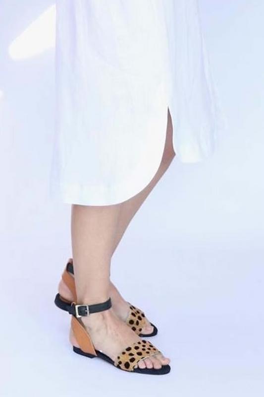 Leather Sandals - Animal Print
