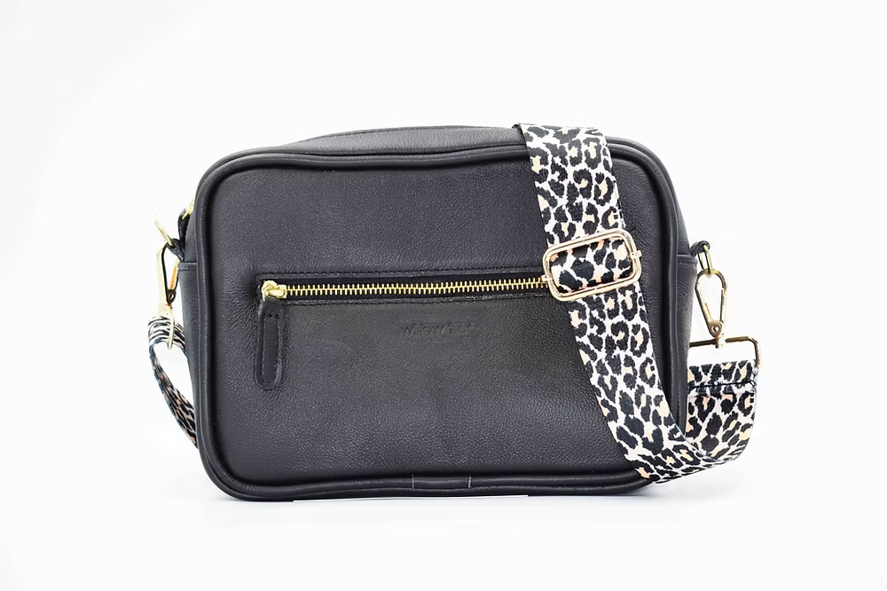 Small Black Camera Bag with Decor Strap