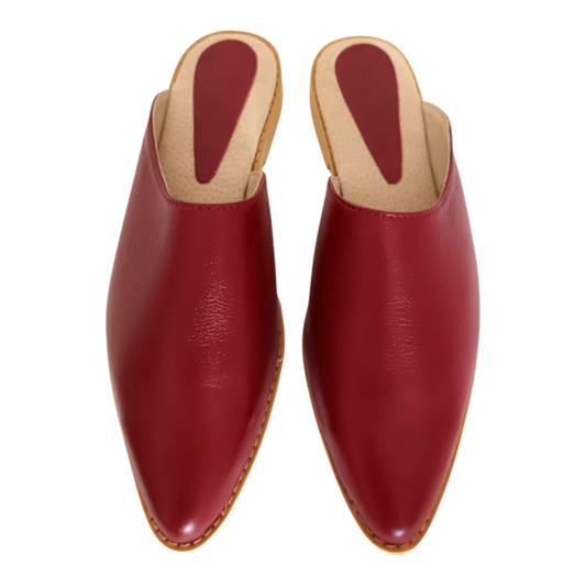 Leather Mules - Burgandy