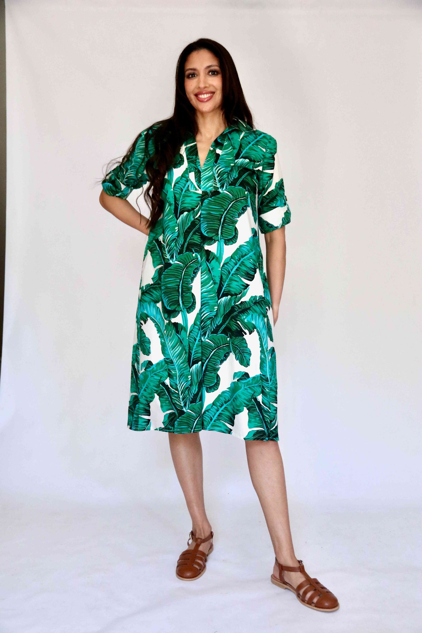 Green Leaf Cotton Dress