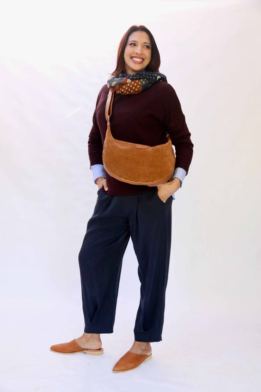 Navy Tencel Barrel Pants