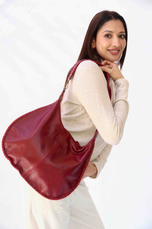 Burgandy Hobo with Whipping Detail
