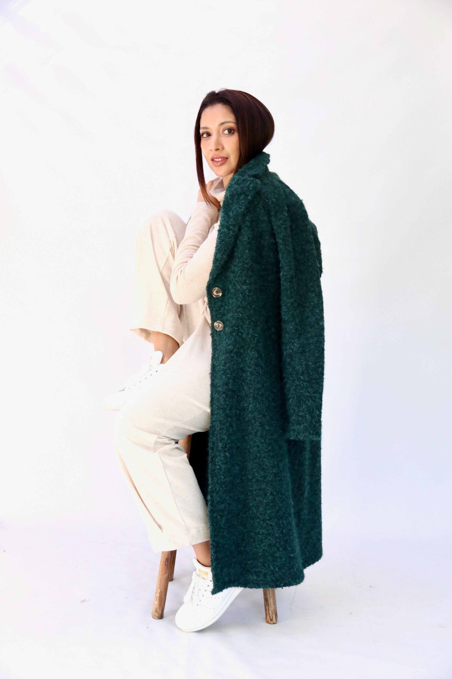 Green Boucle' Coat