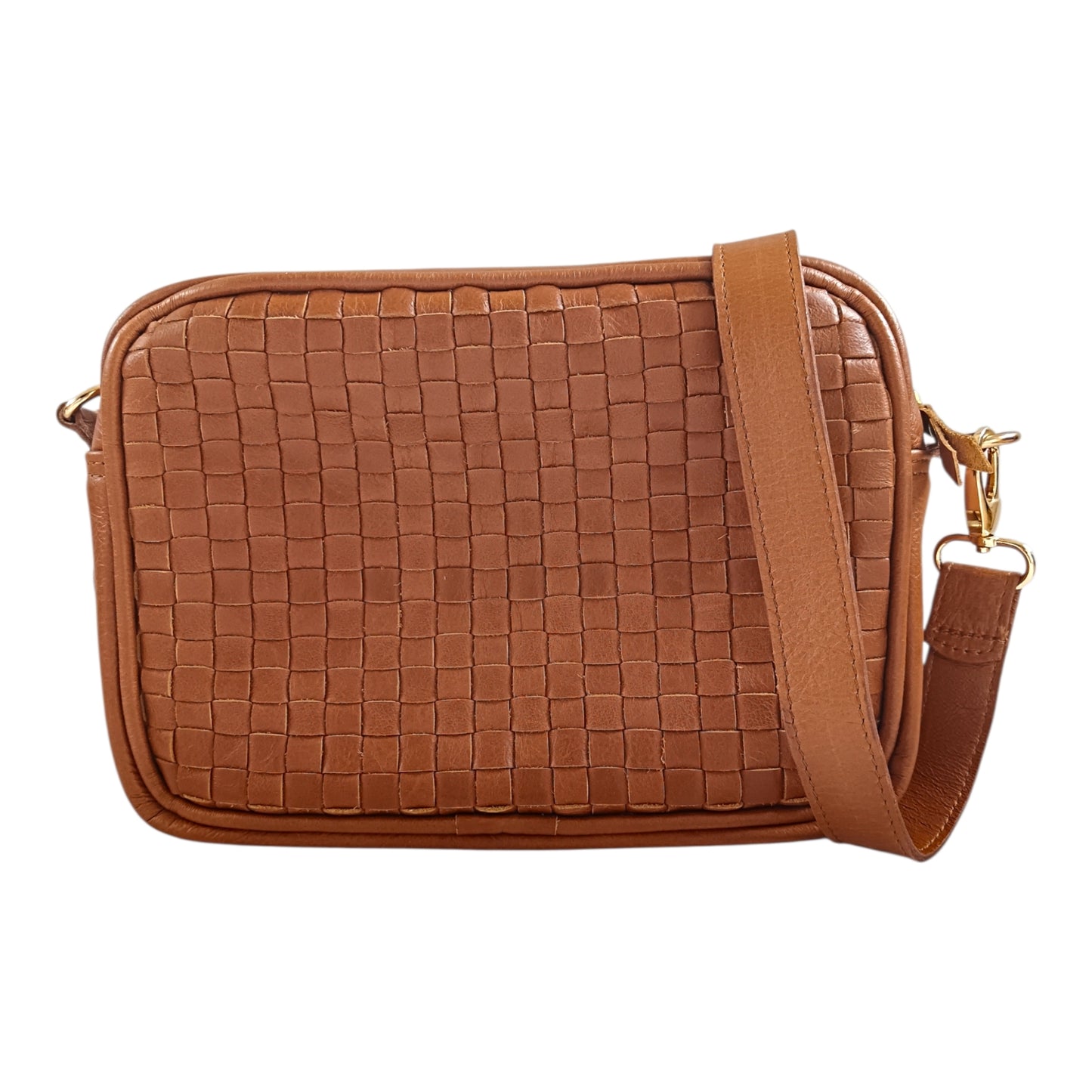 Large Woven Tan Camera Bag