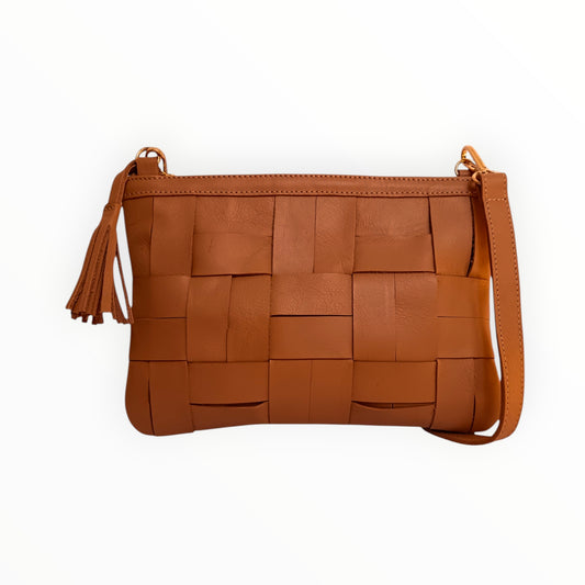 Tan Woven Sling Bag