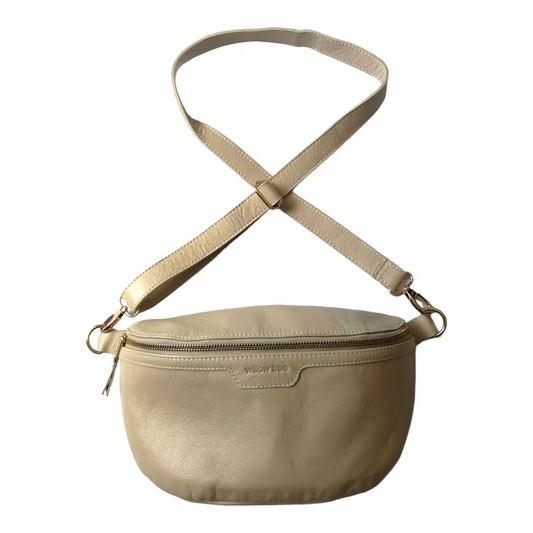 Large Cream Lunar Bag with Leather Strap