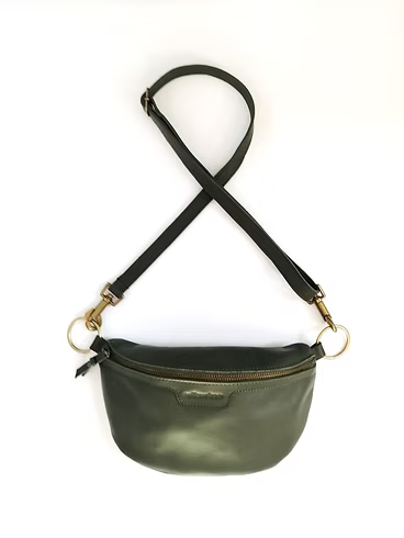 Forest Green Lunar Bag with Leather Strap