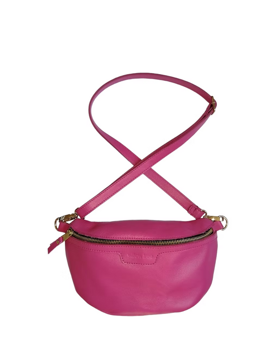 Cerise Lunar Bag with Leather Strap