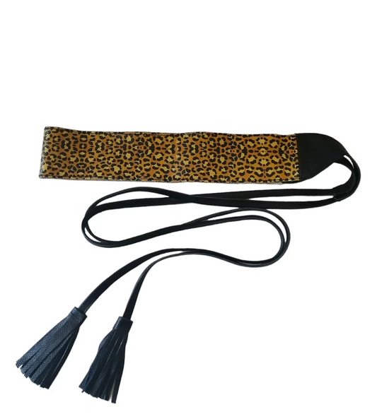 Tan Tassle Wrap Tie Belt