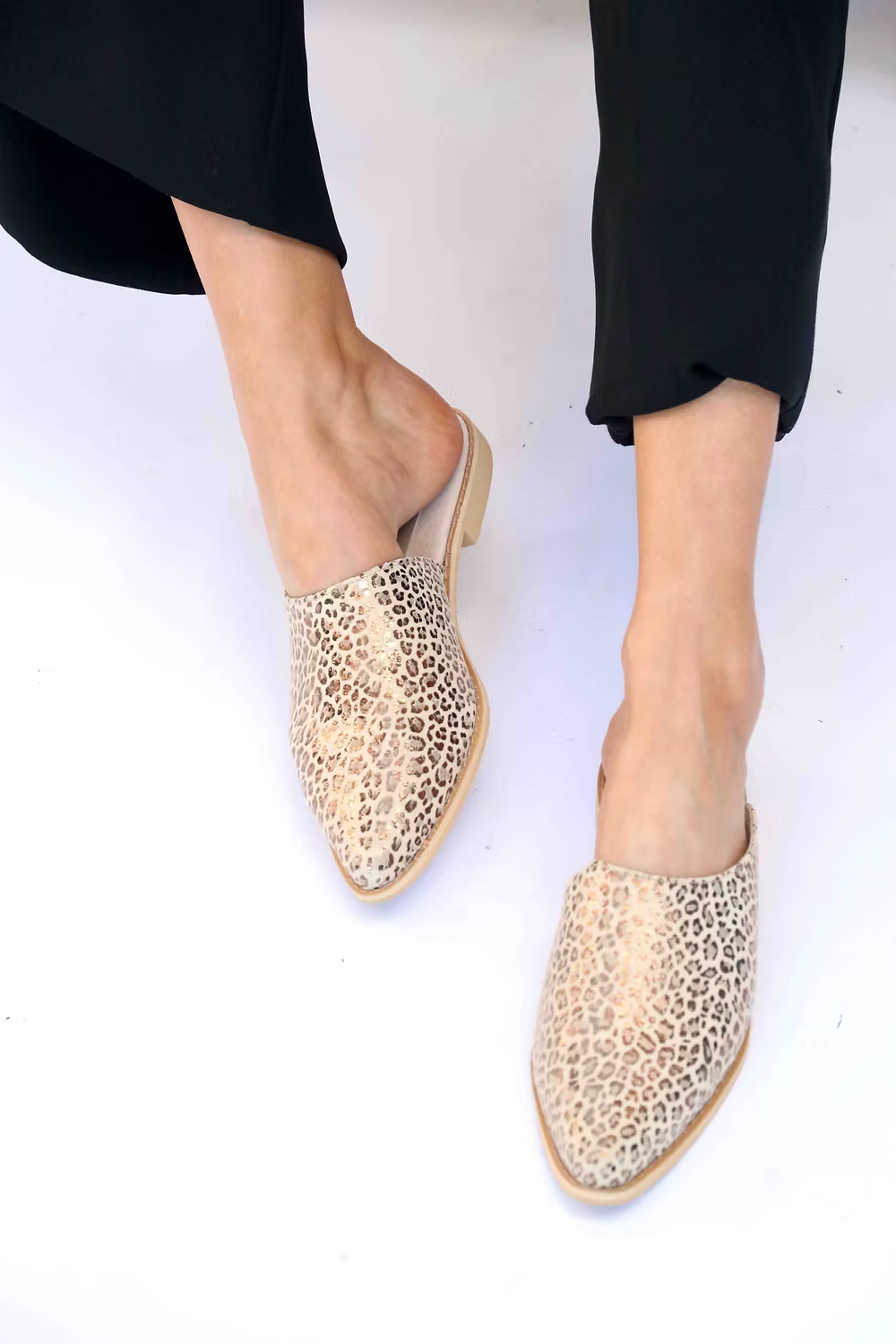 Metallic Animal Leather Mules