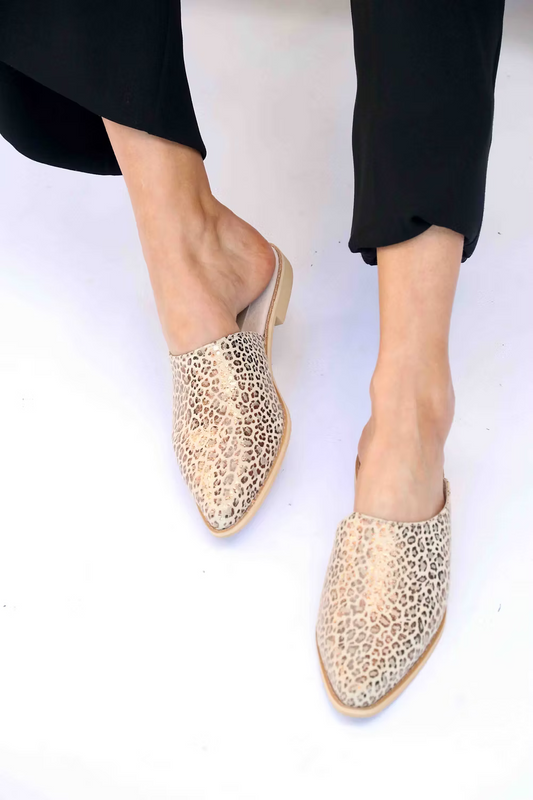 Metallic Animal Leather Mules