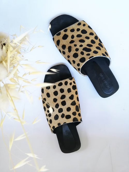 Leather Sliders - Animal Print
