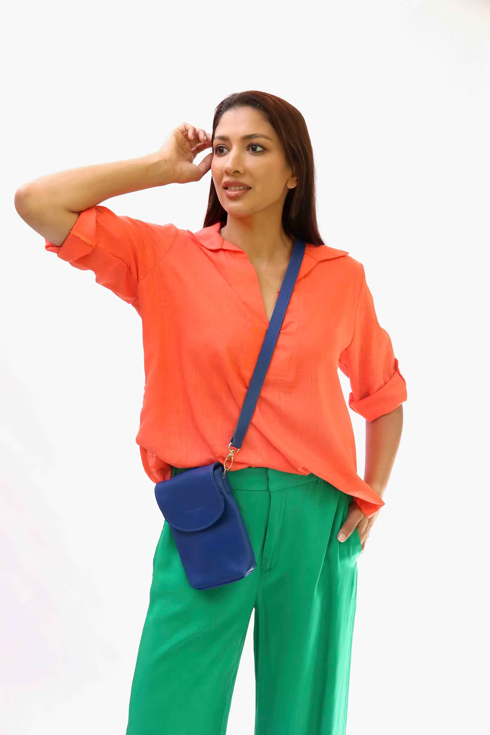 Cobalt Phone Bag with Leather Strap