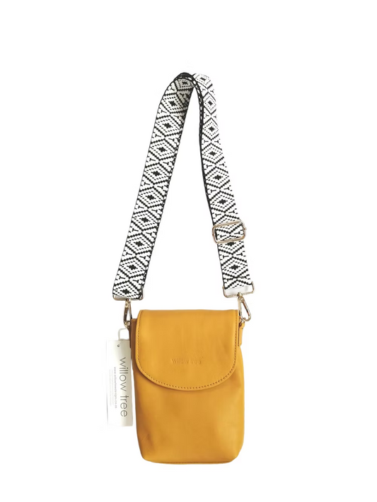 Yellow Phone Bag with Decor Strap