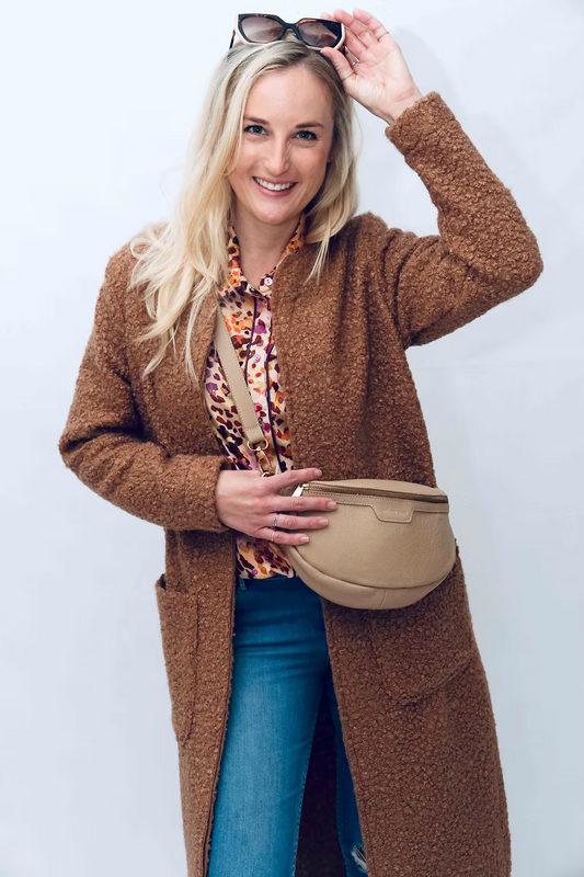 Stone Roomy Lunar Bag with Leather Strap