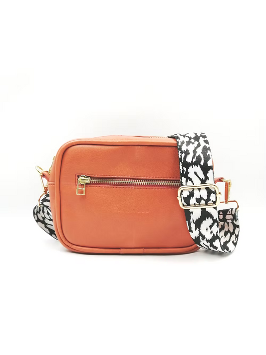Large Tangerine Camera Bag with Decor Strap