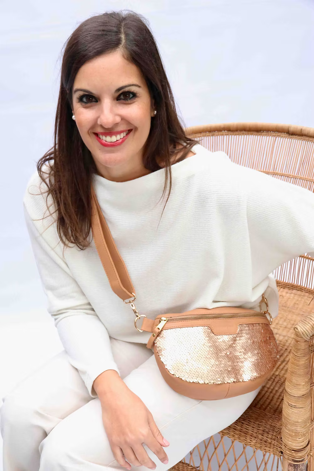 Roomy Hazel and Sequin Lunar Bag with Leather Strap