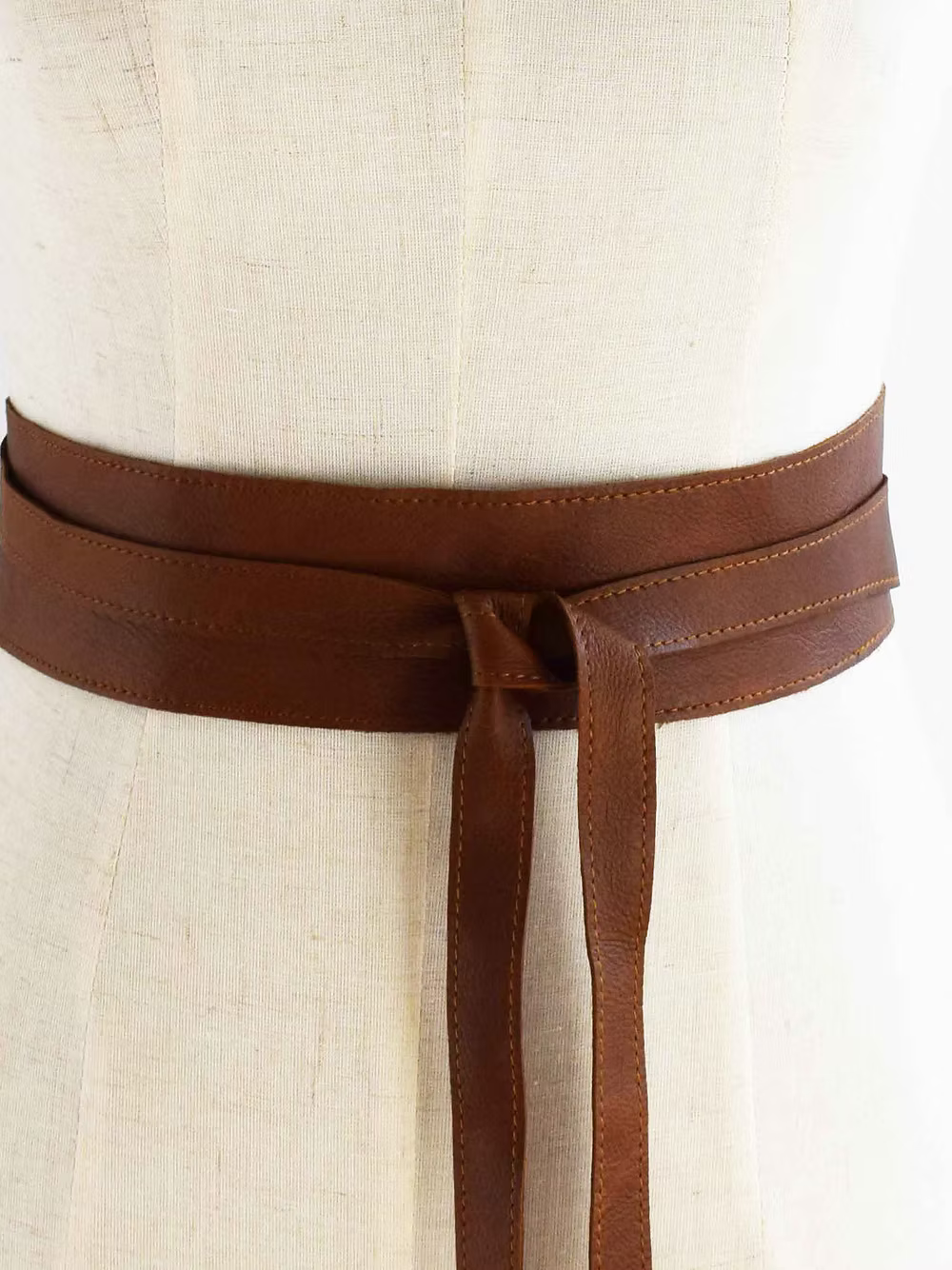 Tan Wrap Tie Belt