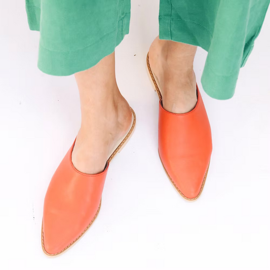 Leather Mules - Coral