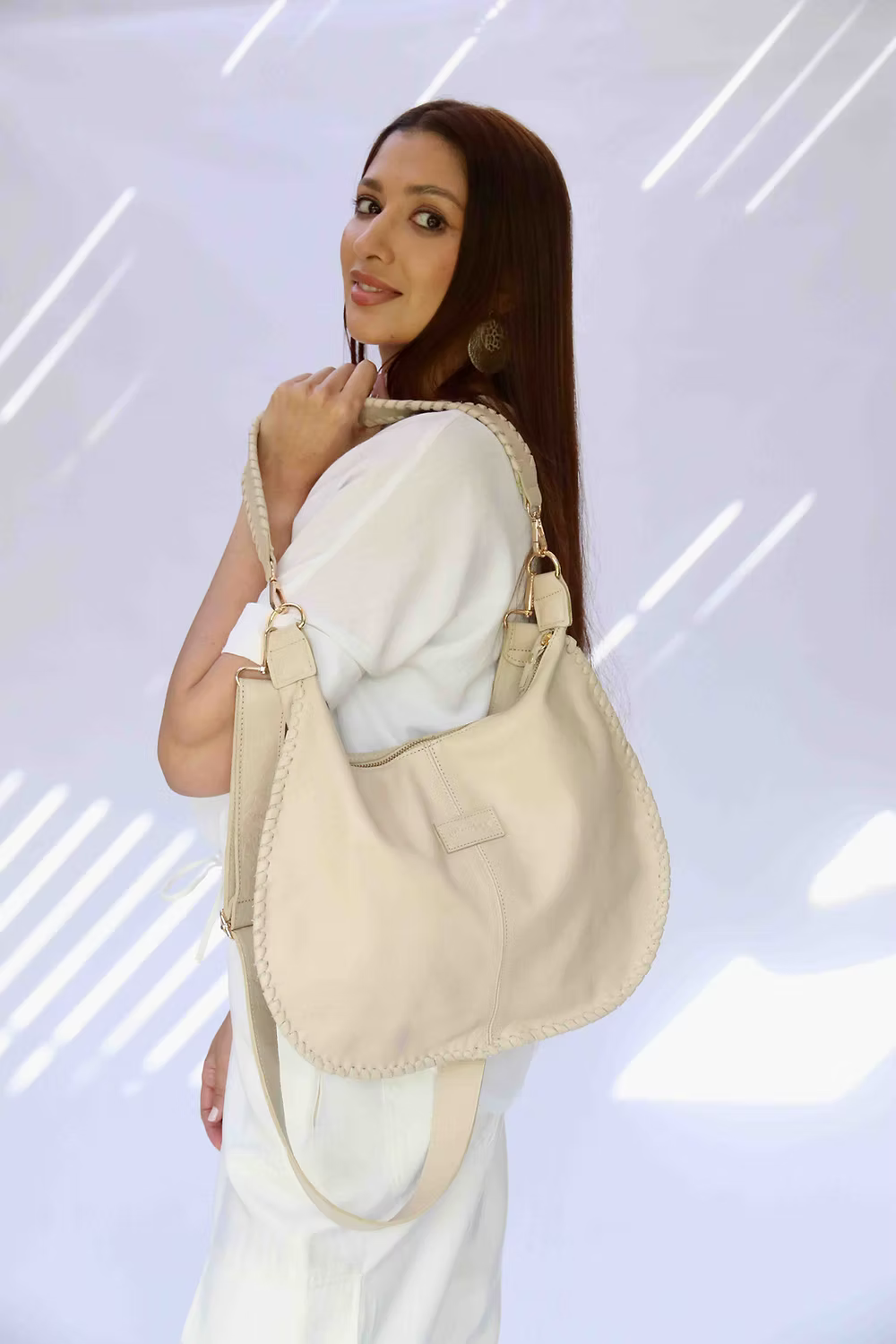 Cream Hobo with Whipping Detail