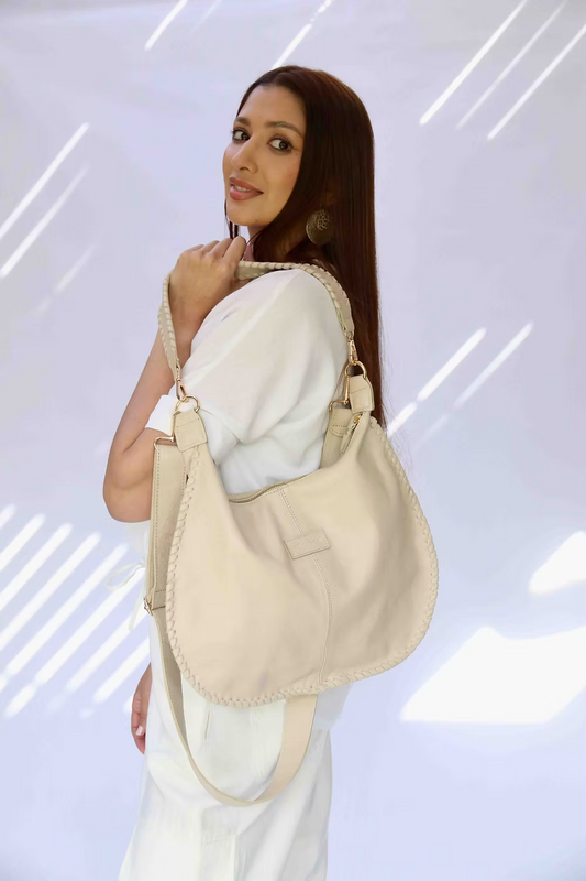 Cream Hobo with Whipping Detail