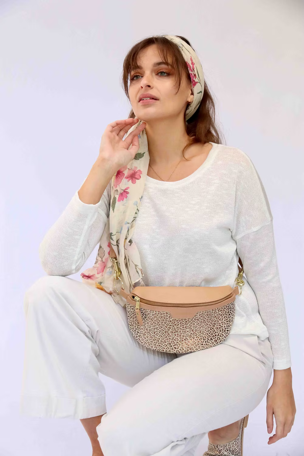 Metallic Animal & Hazel Lunar Bag with Leather Strap