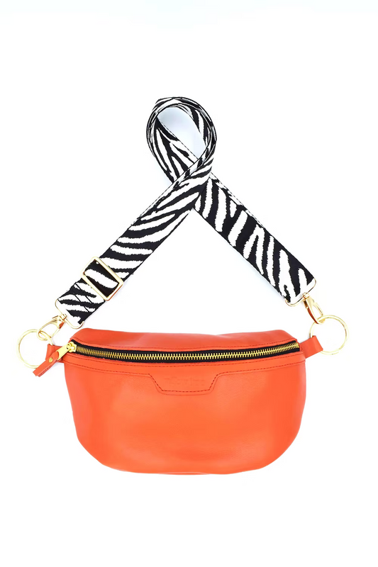 Tangerine Lunar Bag with Decor Strap