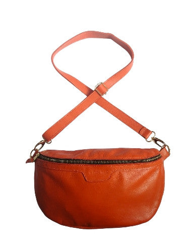 Large Coral Lunar Bag with Leather Strap